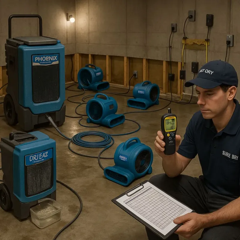 Structural Drying and Dehumidification process in Hampstead, NC